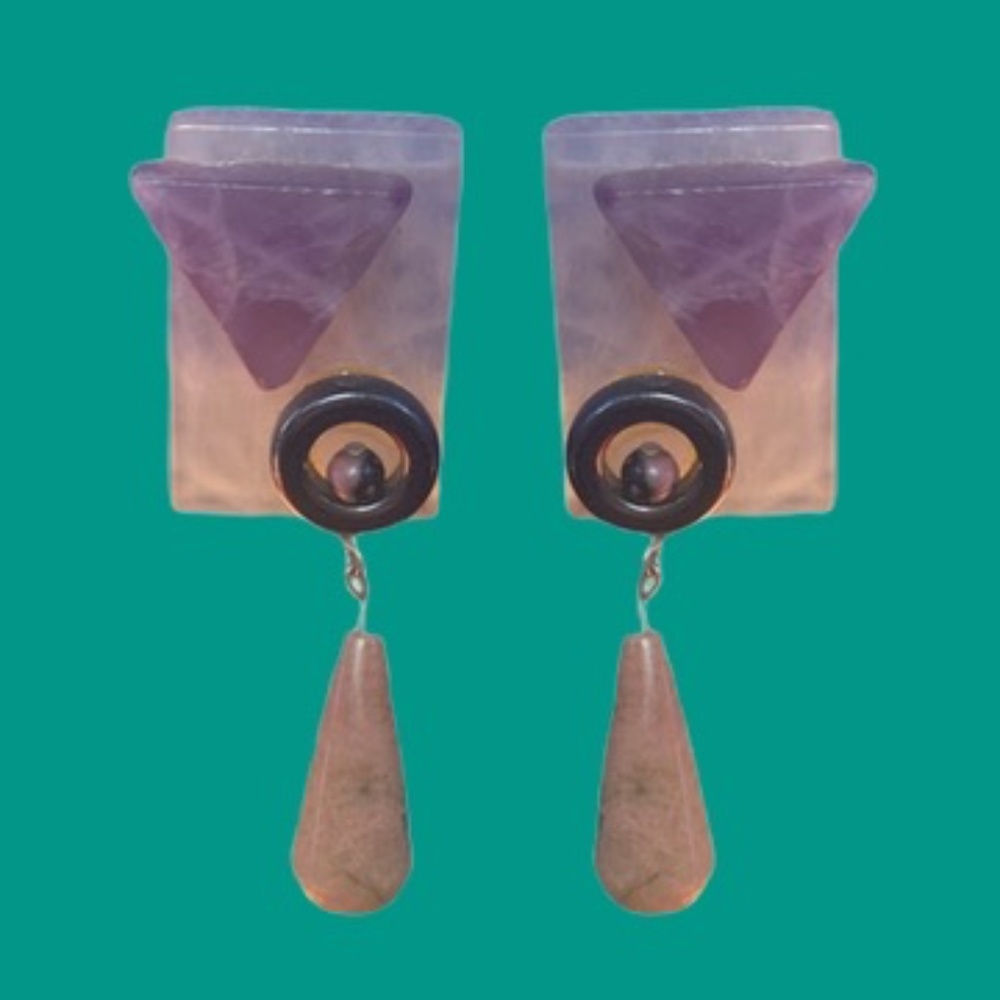 Lavender/Purple Lucite Earrings - Clip On​